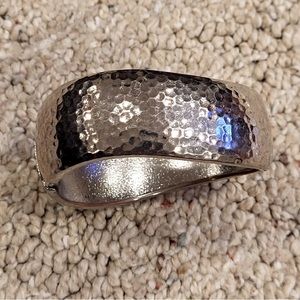 Premiere Hinged Cuff Bracelet Silvertone Vintage Magnetic Attachment